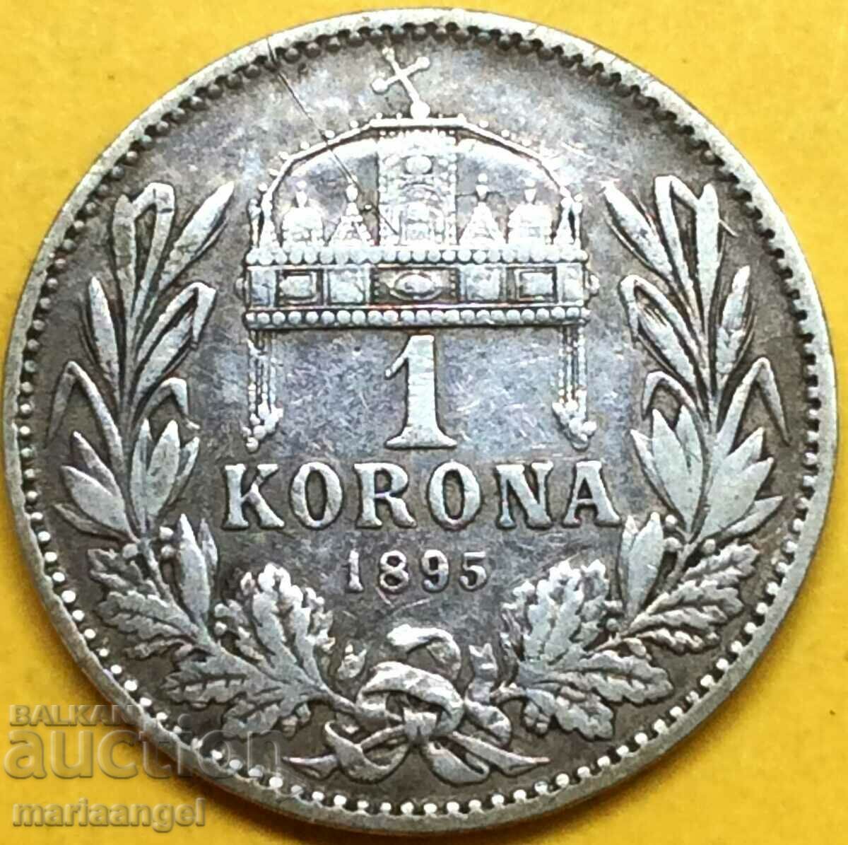 1 coroană 1895 Austro-Ungaria 4,94g Patină argint