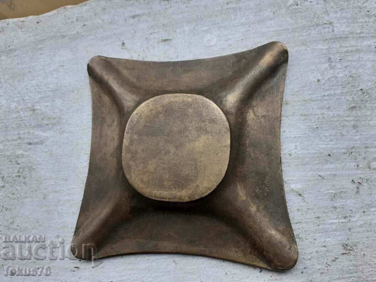 Delivery of A massive small bronze and enamel ashtray Delivery of A massive small bronze and enamel ashtray