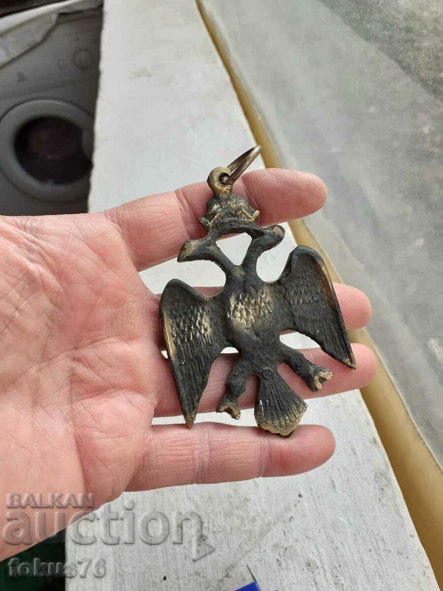 Solid bronze double-headed eagle crown medallion - 6