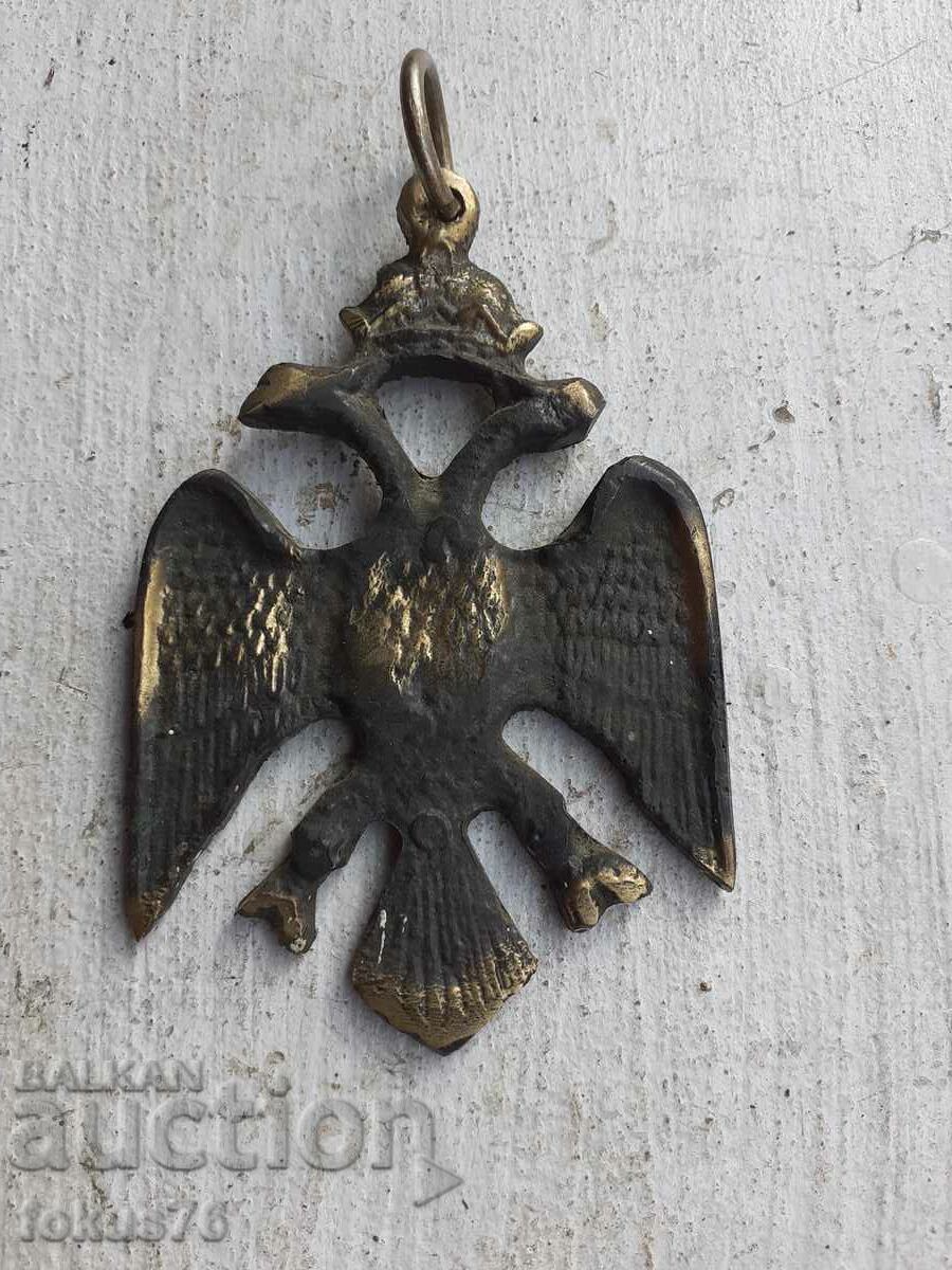 Масивен бронзов медальон двуглав орел с корона