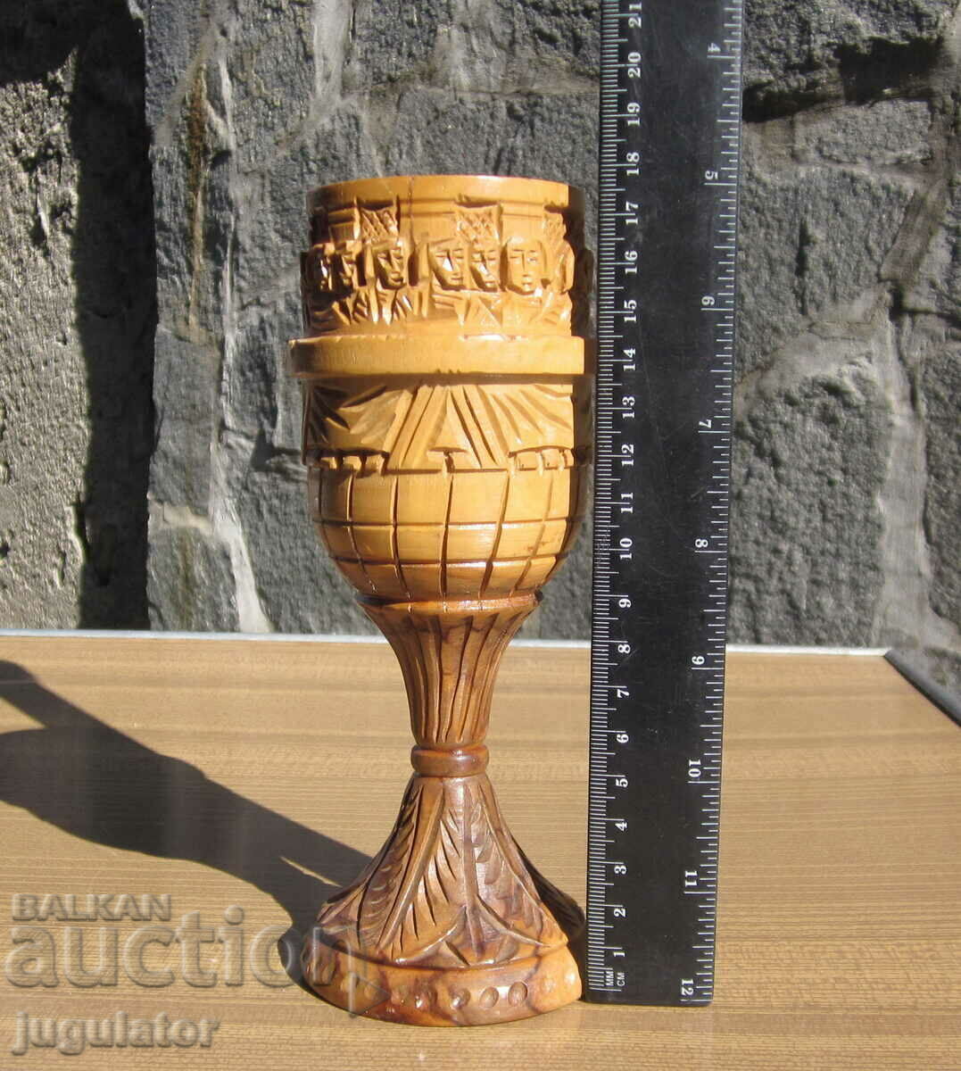 Delivery of old Bulgarian baptism cup carving monastery saints Delivery of old Bulgarian baptism cup carving monastery saints