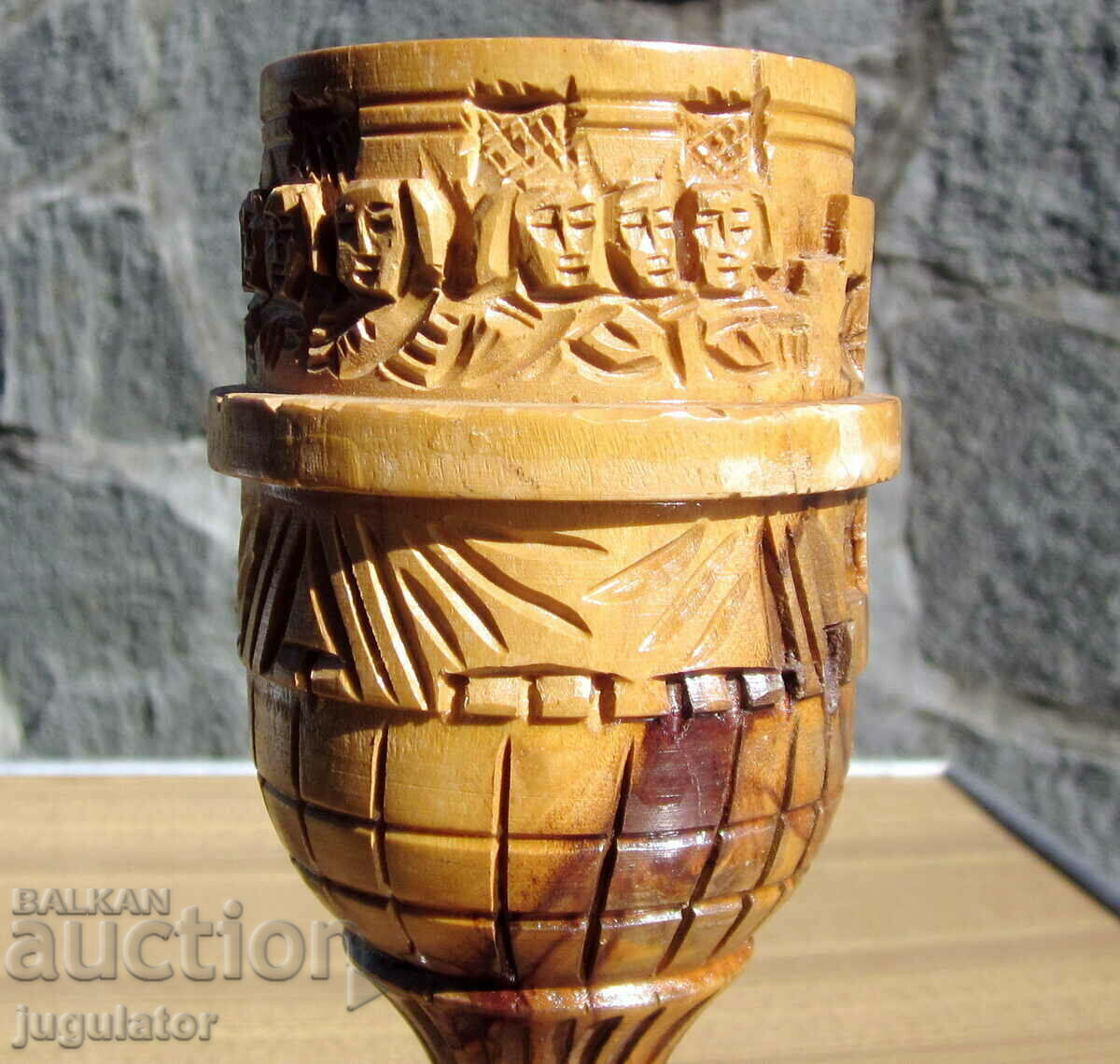 old Bulgarian baptism cup carving monastery saints - 5 old Bulgarian baptism cup carving monastery saints - 5