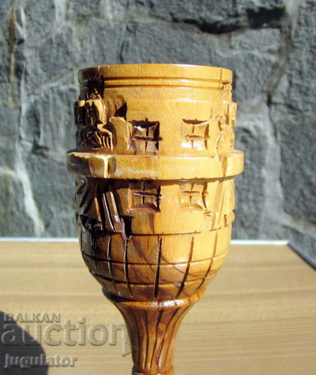 old Bulgarian baptism cup carving monastery saints - 6 old Bulgarian baptism cup carving monastery saints - 6