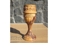 old Bulgarian baptism cup carving monastery saints
