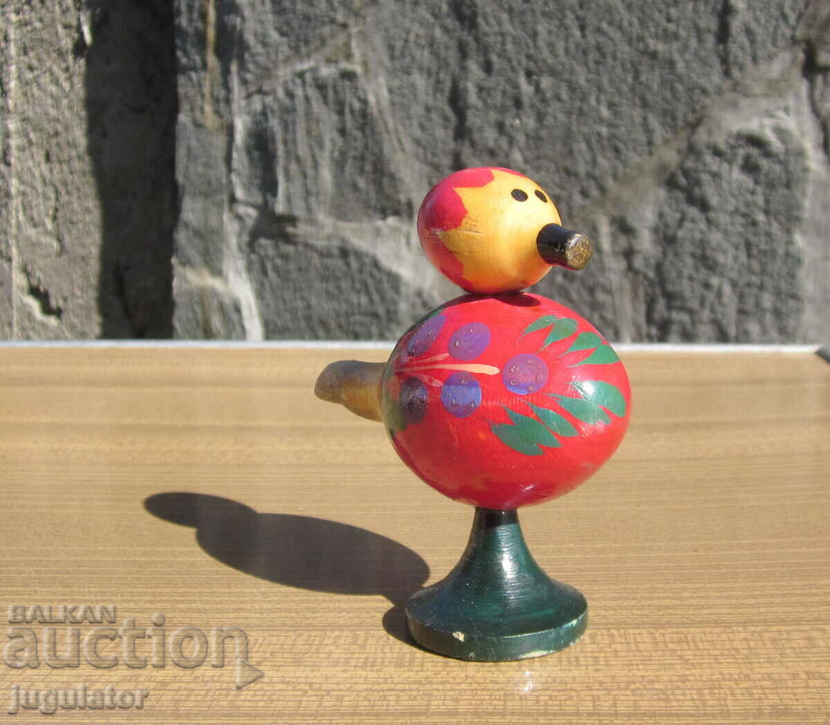 Auction old Bulgarian folk wooden whistle bird chicken Auction old Bulgarian folk wooden whistle bird chicken