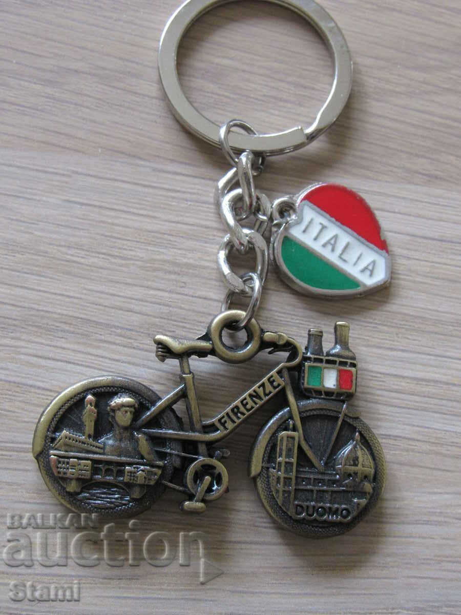 Metal skateboard keychain from Florence, Italy