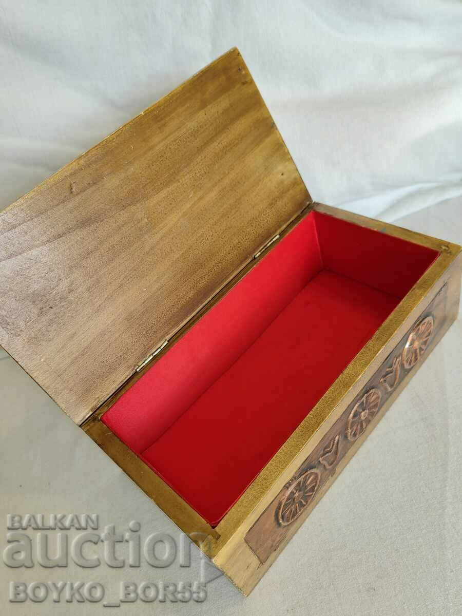 Delivery of Large Vintage Bulgarian Sauce Box with Copper Ornaments Delivery of Large Vintage Bulgarian Sauce Box with Copper Ornaments