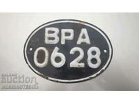 MOTORCYCLE ENGINE REGISTRATION NUMBER BLACK PLATE VR A 0628