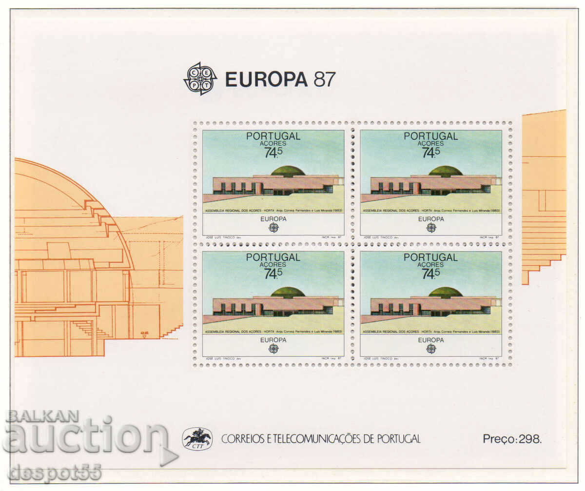1987. Azore. Europa - Arhitectură modernă. Bloc.