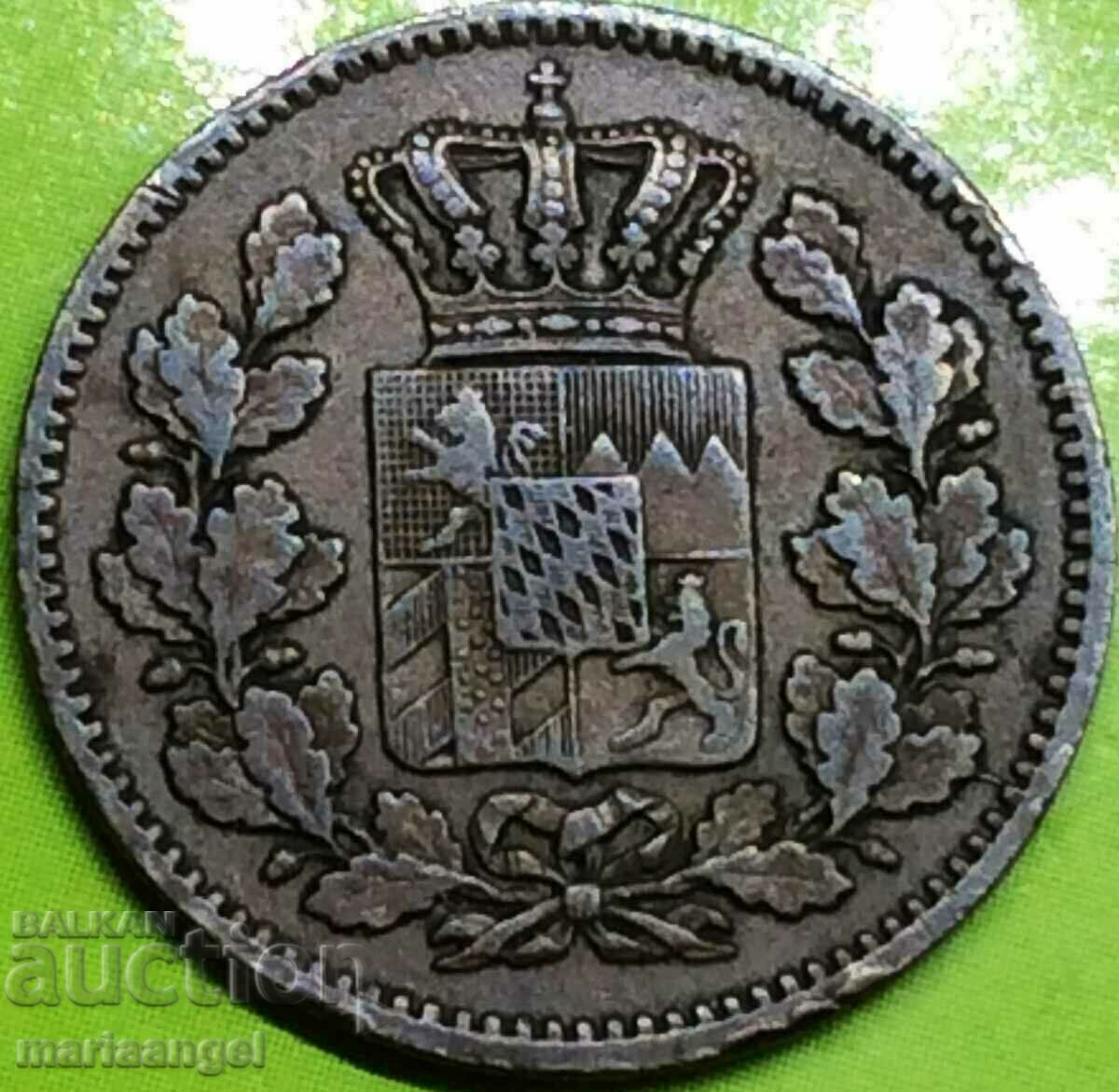 Бавария 2 пфенига 1869 Германия мед