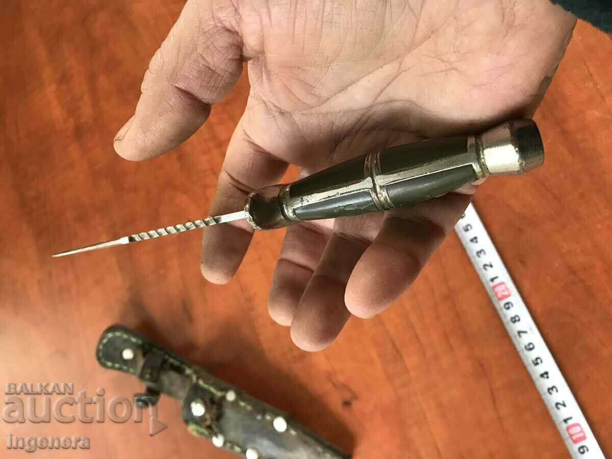 Auction KNIFE BLADE WITH LEATHER HANDLE Auction KNIFE BLADE WITH LEATHER HANDLE