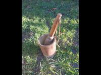 WOODEN MORTAR WITH HAMMER