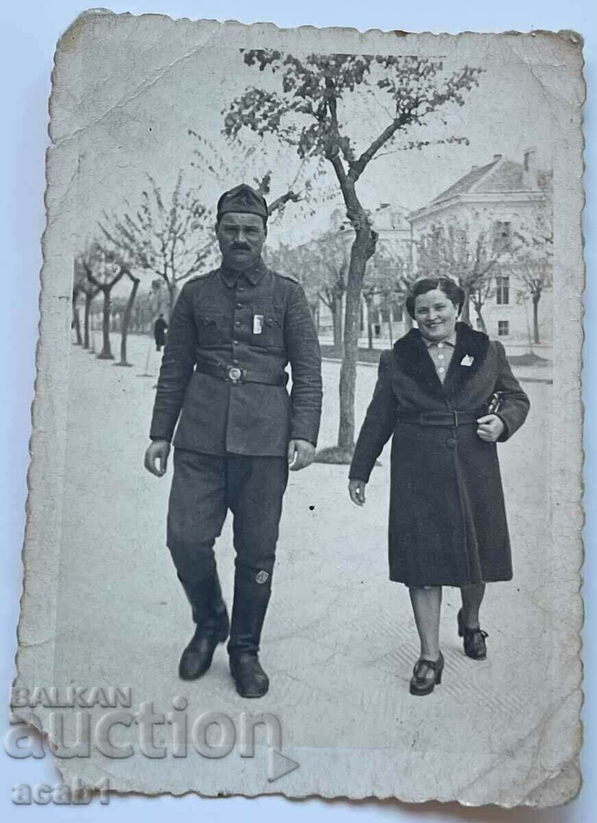 A soldier and a woman
