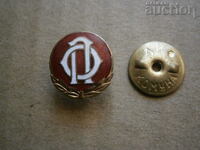 Semn vechi insignă bronz email șurub OP Asistență Socială