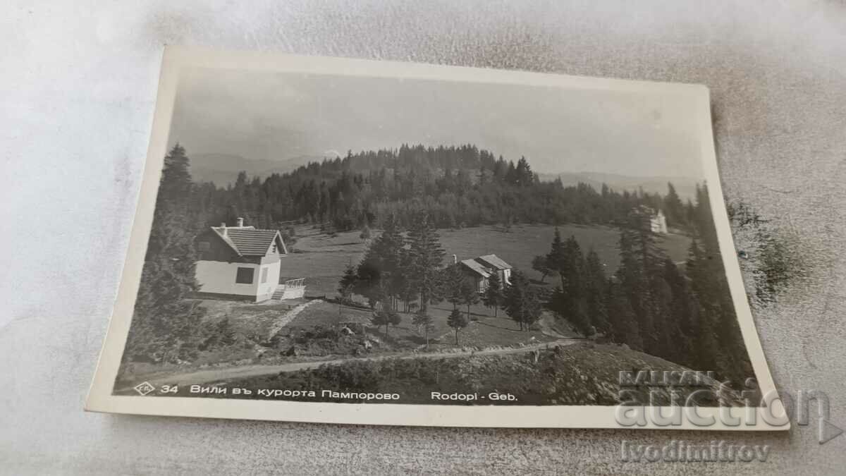 Carte poștală Pamporovo Villas în stațiune Gr. Paștele 1940
