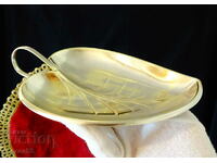 Brass candy box embossed leaf.