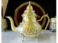 Moroccan teapot, jug, brass, marked.