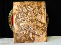Copper panel, relief copper painting, signed.