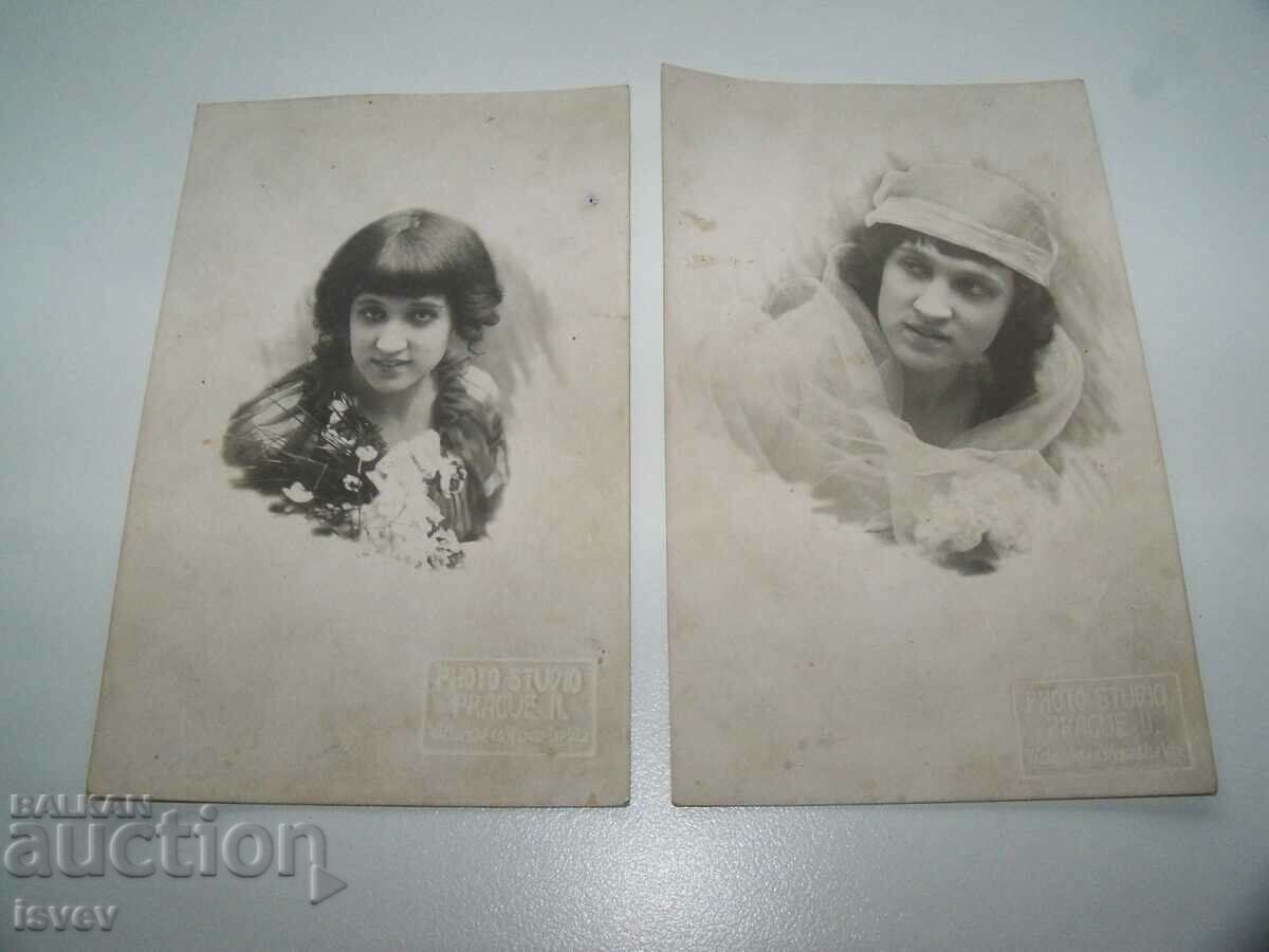 Două cărți poștale vechi, fotografie portret 1917
