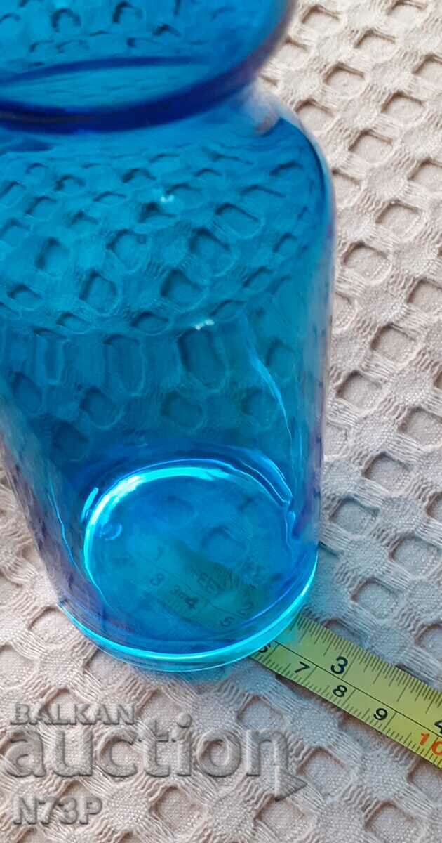 BLUE GLASS VASE. HANDMADE. - 5