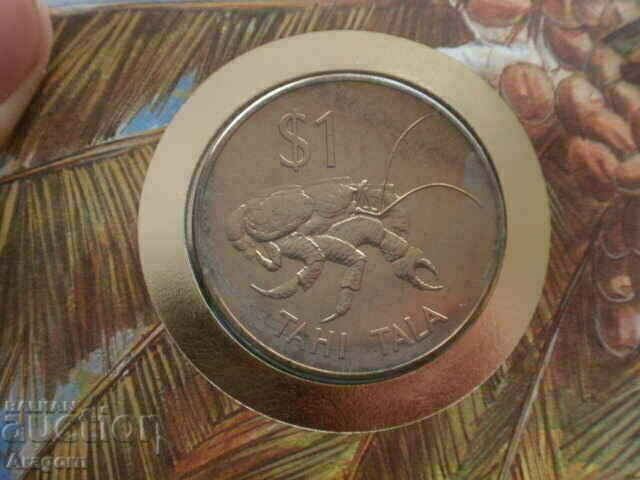 rare Tokelau 1 tala 1980 coin and stamp envelope with price 49.99 BGN | € 25.56