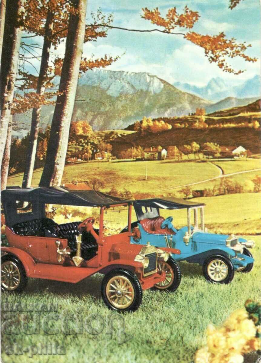 Carte poștală veche - Mașini - Maxwell și Ford-T 1911