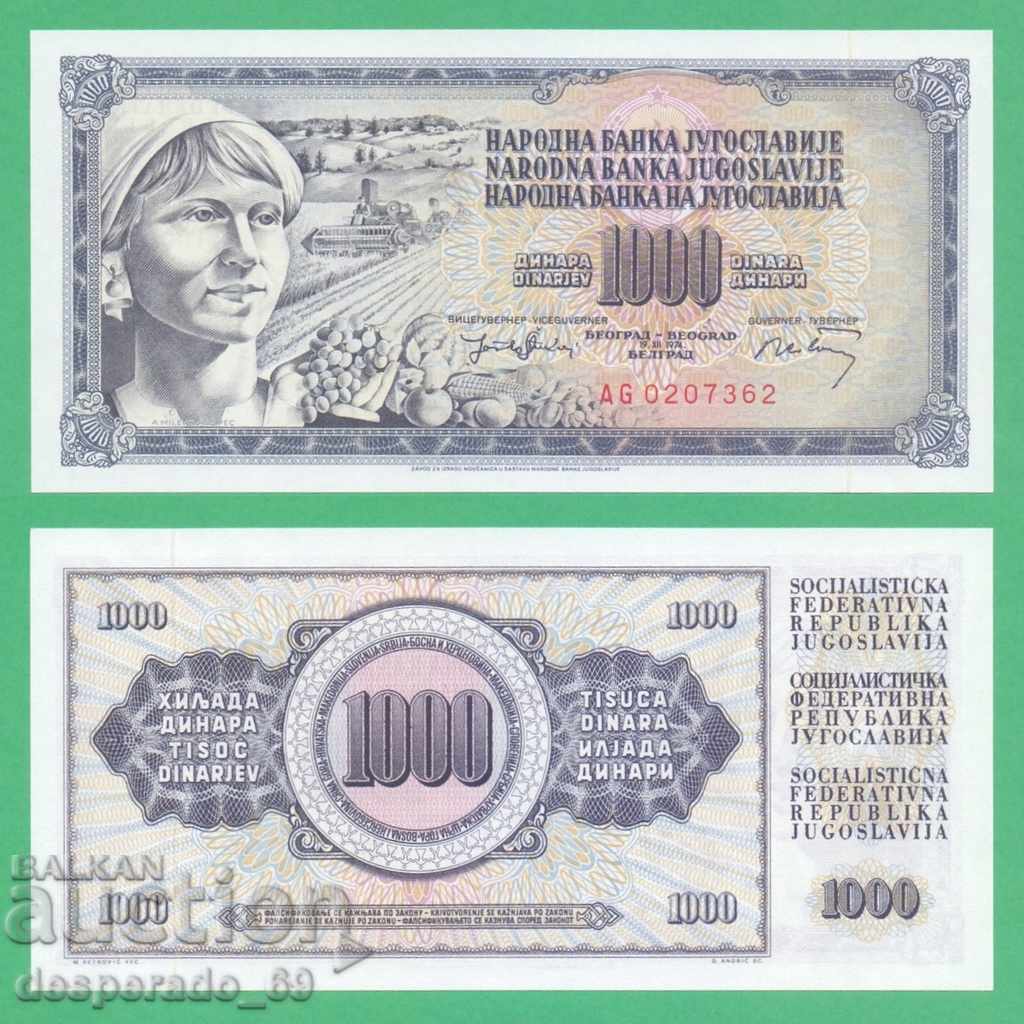 (¯ ° '•., YUGOSLAVIA 1000 dinars 1974 UNC ¸.