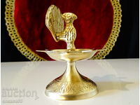 Бронзов свещник с Паун,маслена лампа.