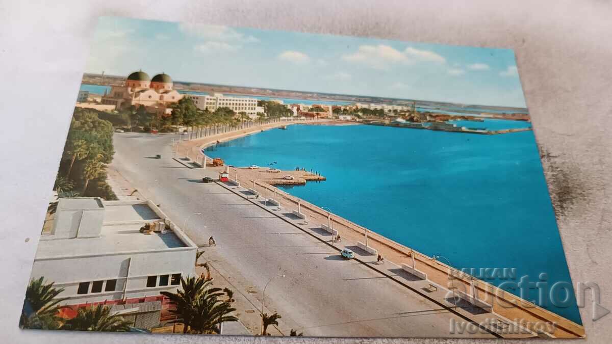 Postcard Benghazi El Nasr Street and Port 1970