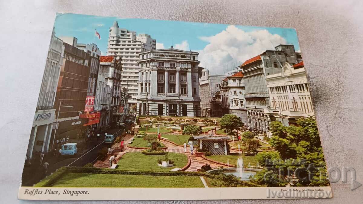 Singapore Raffles Place 1973 postcard