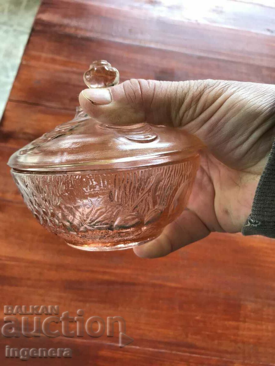 Auction SUGAR BOWL GLASS RELIEF COLORED FROM SOCA Auction SUGAR BOWL GLASS RELIEF COLORED FROM SOCA