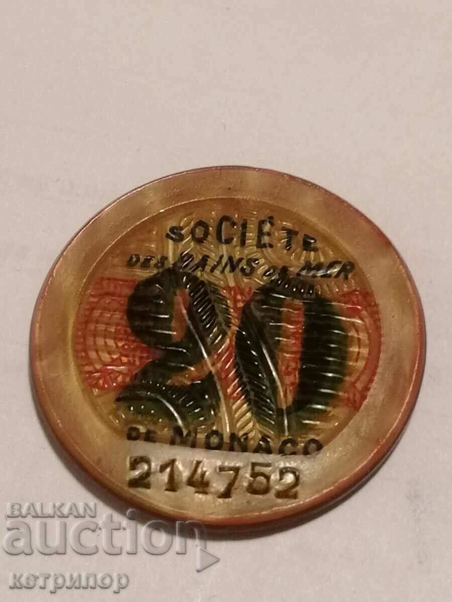 Δημοπρασία Μονακό διακριτικό $20; Πλαστικό παλιό Δημοπρασία Μονακό διακριτικό $20; Πλαστικό παλιό