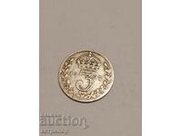 3 pence 1907 Marea Britanie argint