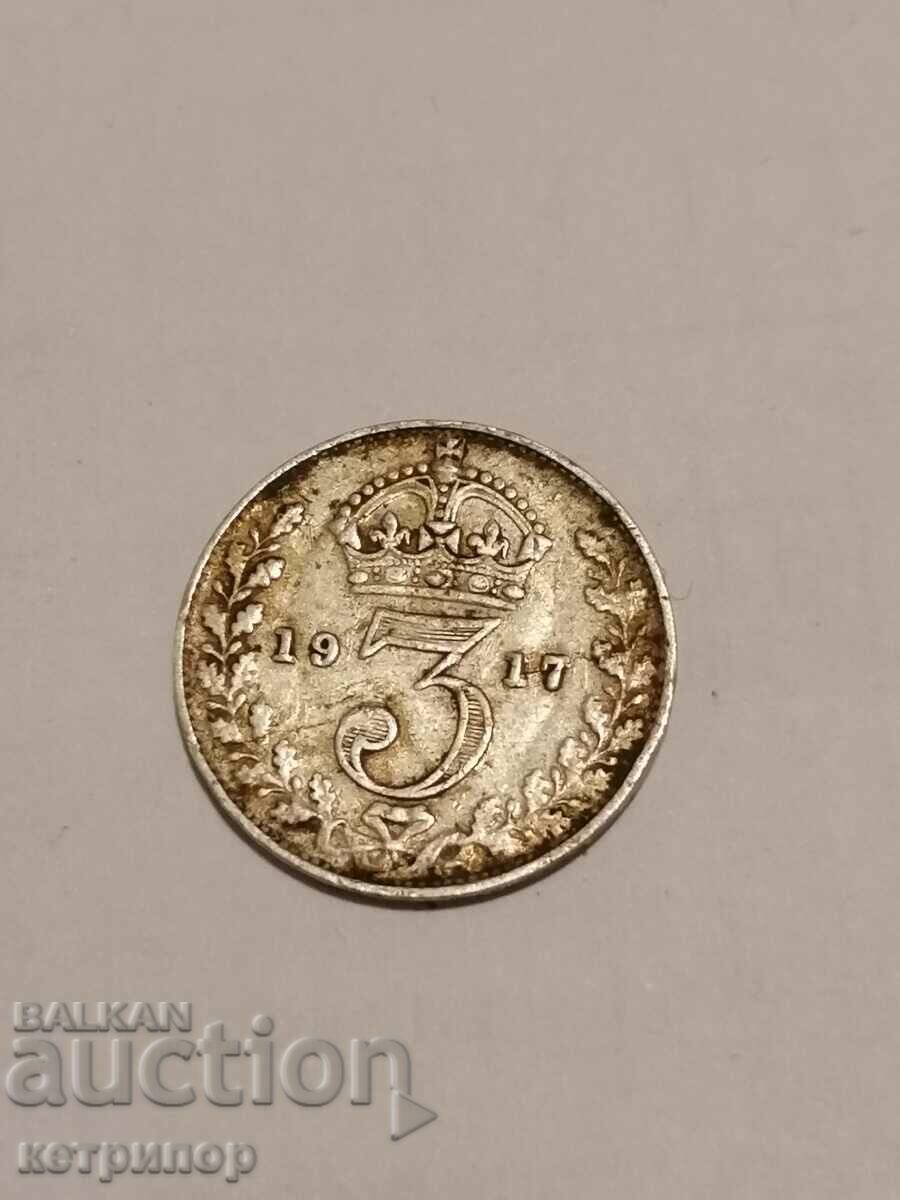 3 pence 1917 Great Britain silver 3 pence 1917 Great Britain silver