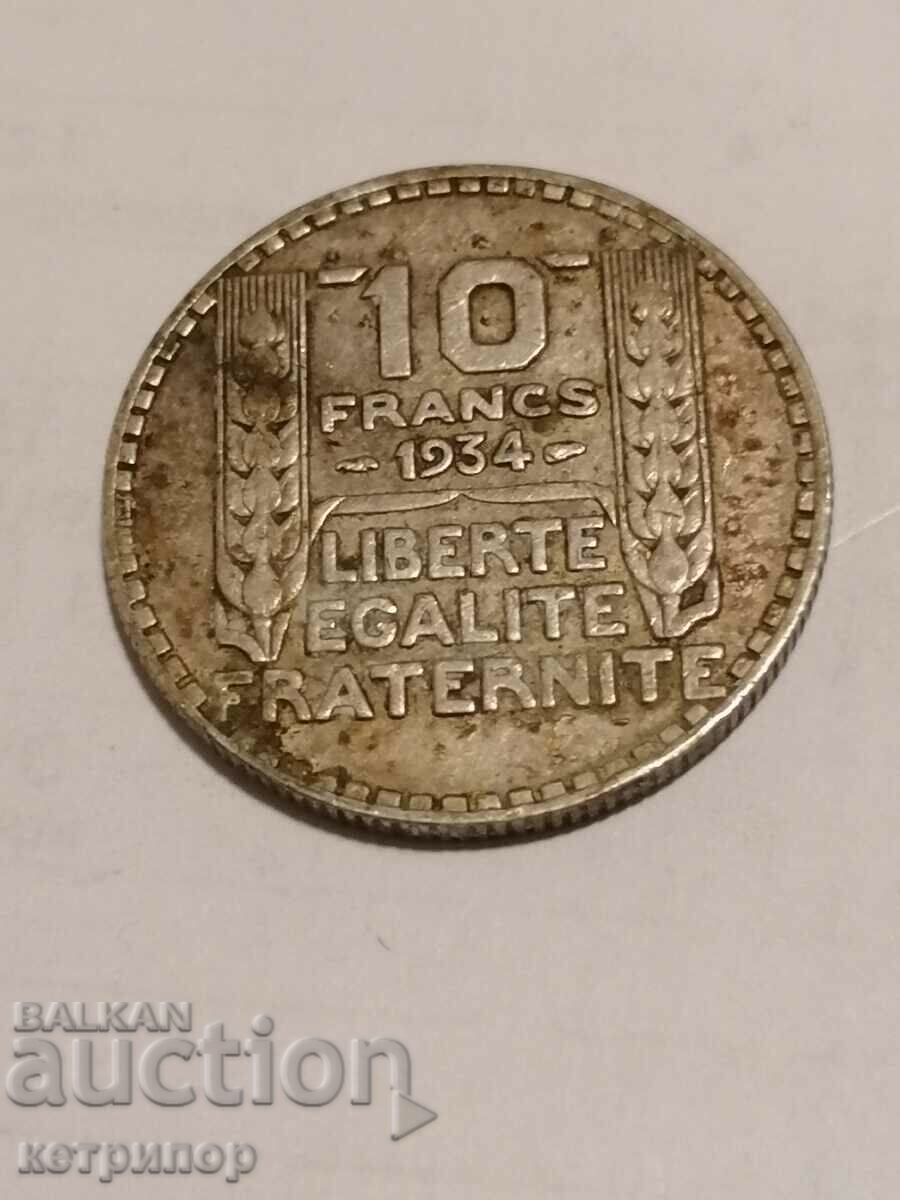 10 франка Франция 1934 г сребърни
