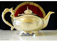 English teapot, jug of nickel silver, rococo.