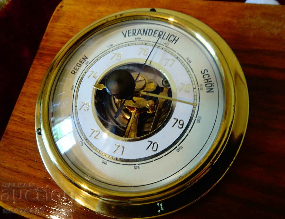 German barometer, thermometer, brass. - 5