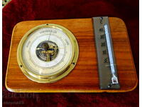 German barometer, thermometer, brass.