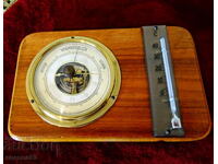 German barometer, thermometer, brass.