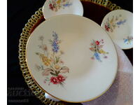 Bavarian porcelain appetizer plate, gold, flowers.