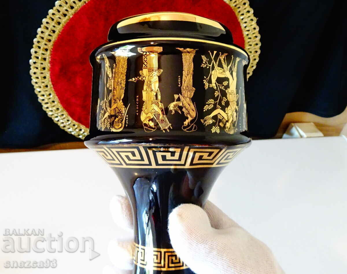 Greek porcelain vase, carafe, 24 karat gold - 5 Greek porcelain vase, carafe, 24 karat gold - 5