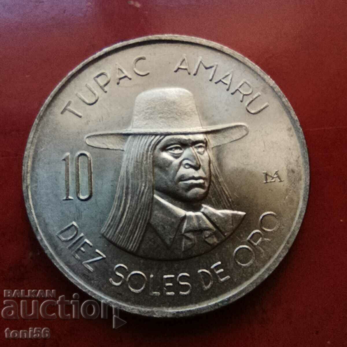 Peru 10 soles 1973 UNC - "Tupac Amaro"