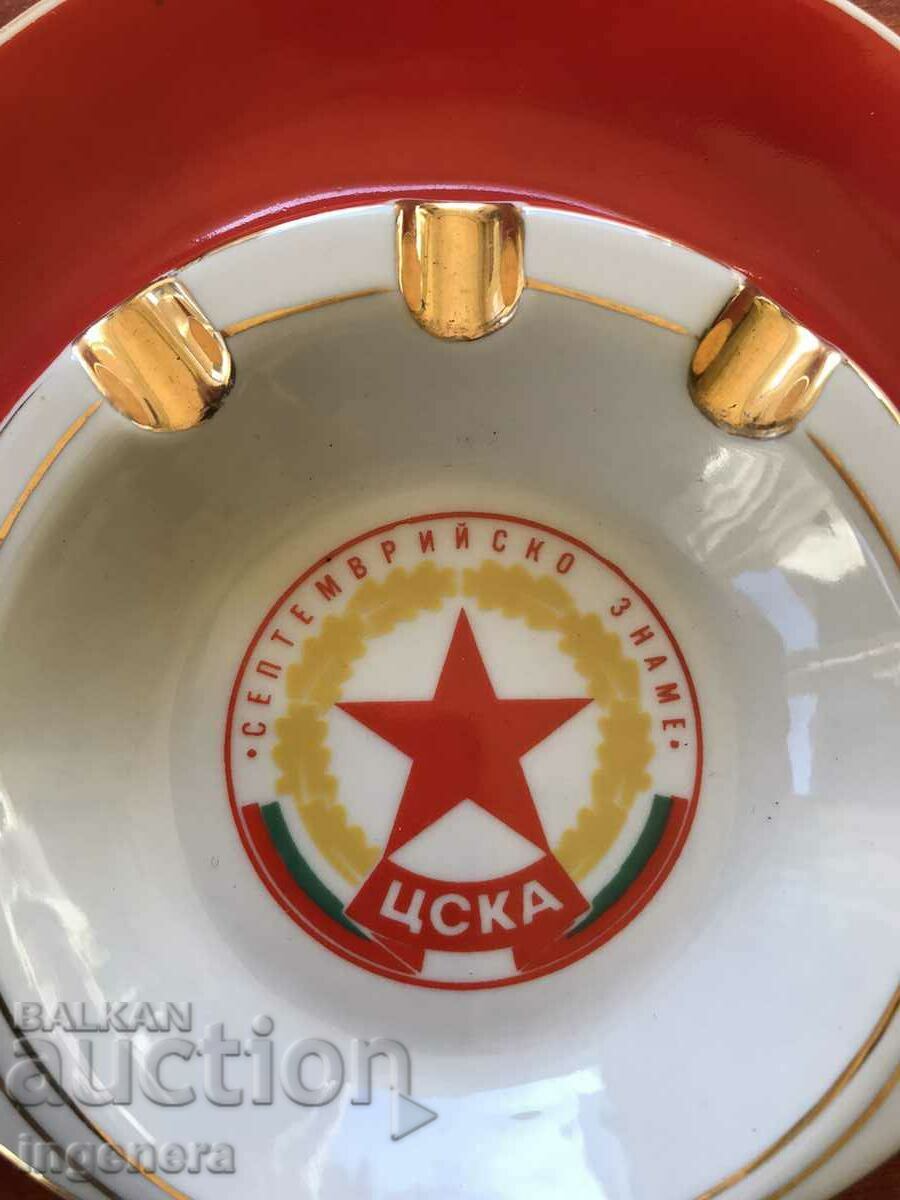 PORCELAIN ASHTRAY "CSKA-SEPTEMBER FLAG" GOLD PLATED NEW - 5 PORCELAIN ASHTRAY "CSKA-SEPTEMBER FLAG" GOLD PLATED NEW - 5
