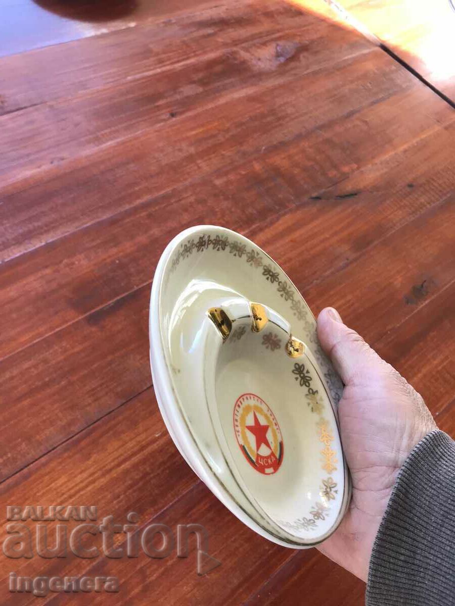 PORCELAIN ASHTRAY "CSKA-SEPTEMBER FLAG" GOLD PLATED with price 95.00 BGN | € 48.57 PORCELAIN ASHTRAY "CSKA-SEPTEMBER FLAG" GOLD PLATED with price 95.00 BGN | € 48.57
