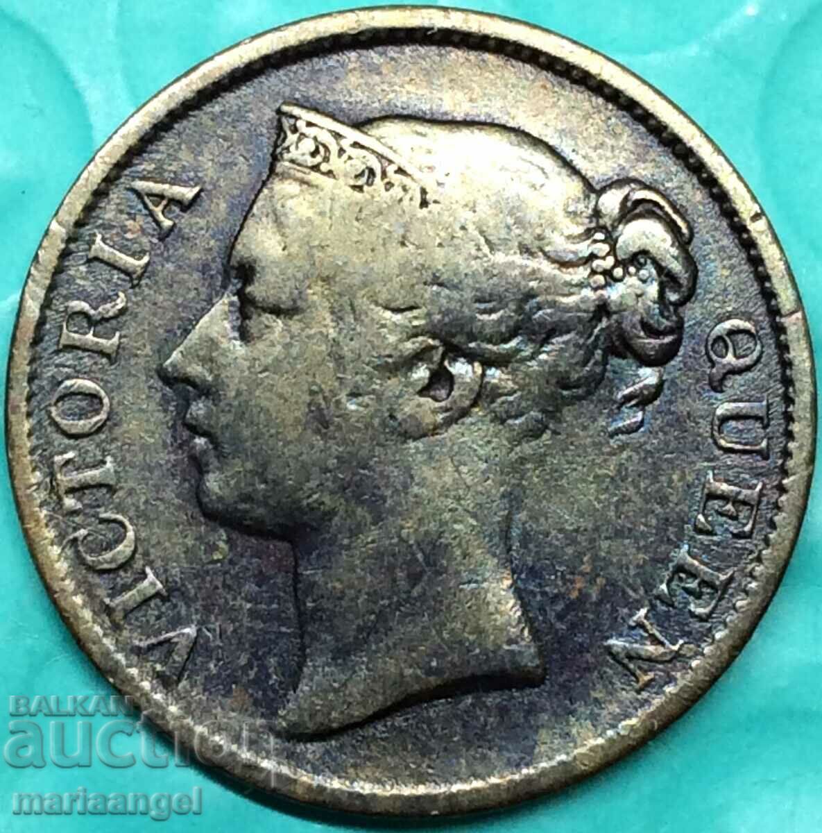 India de Est 1/2 cent 1845 Victoria 22mm