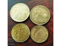 Serbia set 1, 2, 5 și 5 dinari 2012/14 - vezi descrierea