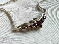 Colier din argint cu piatra naturala: Granat, placat cu aur