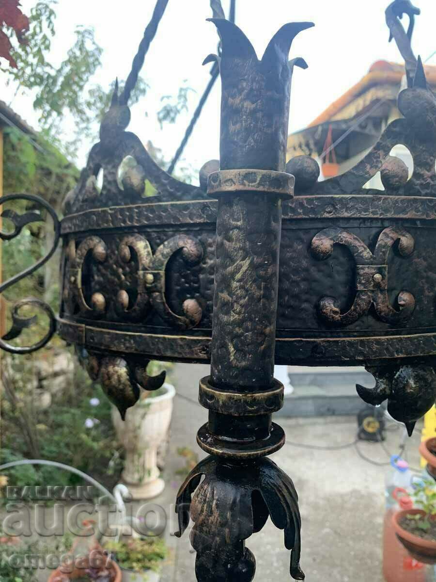 Large, forged, antique candelabra chandelier from the beginning. in the 20th century - 5 Large, forged, antique candelabra chandelier from the beginning. in the 20th century - 5