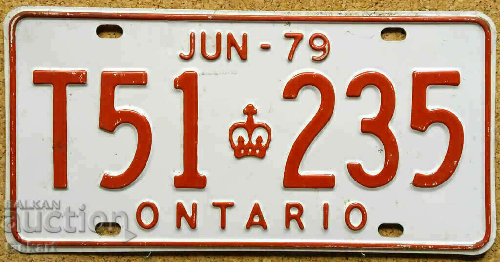 Καναδική πινακίδα κυκλοφορίας ONTARIO 1979