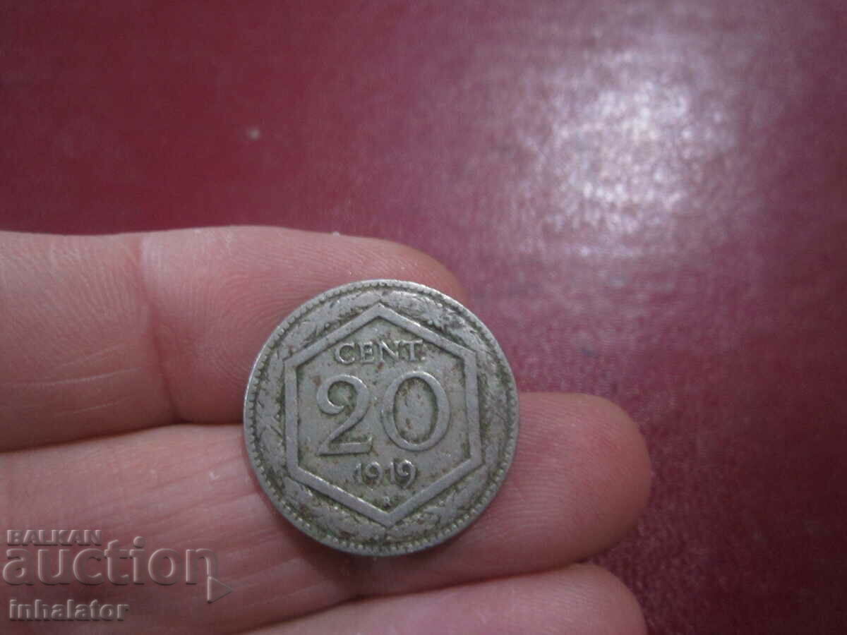 1919 20 centesimi Ιταλία γράμμα R λεία γούρνα
